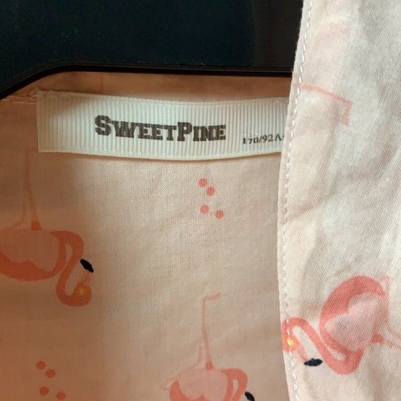 Cute vintage pink flamingo print button-down top L - Picture 6 of 17